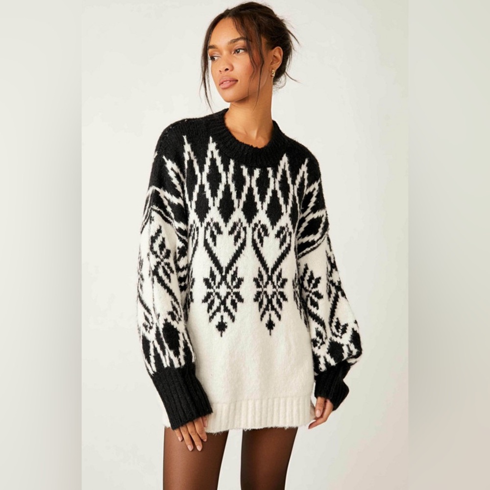 Free People Fireside Tunic Fairisle Sweater